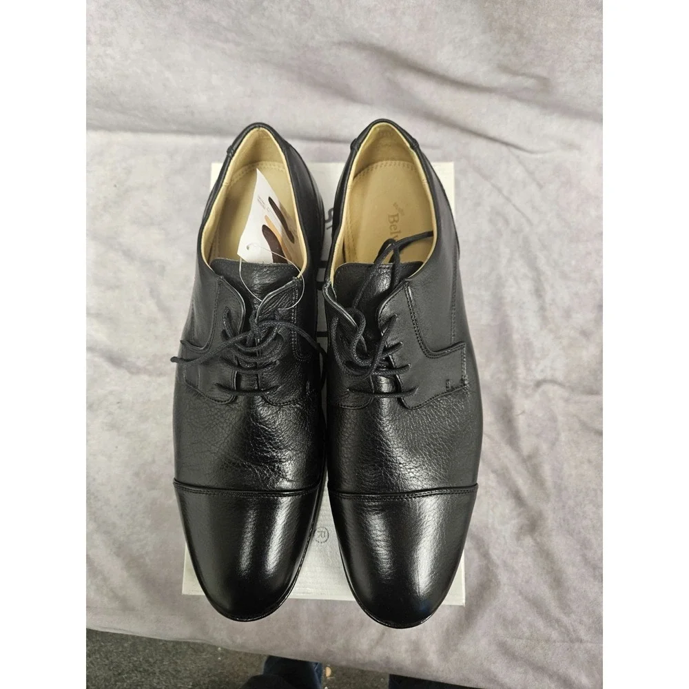 Belvedere Mens Duke Cap Toe Oxfords Leather Black Dress Shoes Size 13D New